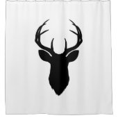ディアヘッド〔雄ジカの〕枝角素朴カントリーモダン シャワーカーテン (正面)