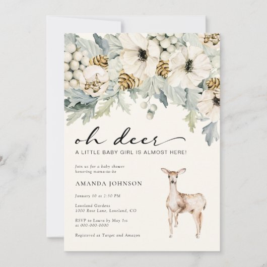 ディアベビーガールシャワー招待状 招待状 (正面)