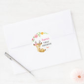 ディアベビーガールファースト誕生日ドードゲストフライトピンク ラウンドシール (封筒)