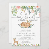 ディアベビーガールフローラベビーシャワー招待状 招待状 (正面/裏面)