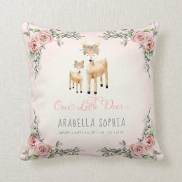 ディアボホベビーガール誕生インフォウォーターカラーウッドランド クッション