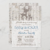 ディアボーイ赤ちゃんシャワー招待状素朴ウッドランド 招待状 (正面/裏面)