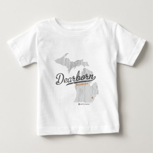 ディアボーンミシガン州の地図 ベビーTシャツ (正面)