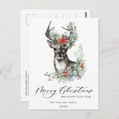 ディアポエレガントインセティアクリスマスグリーティングホリデー ポストカード (正面/裏面)