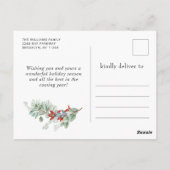 ディアポエレガントインセティアクリスマスグリーティングホリデー ポストカード (裏面)