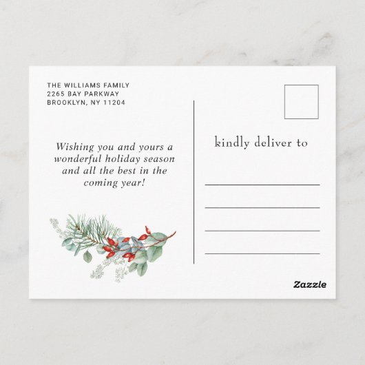 ディアポエレガントインセティアクリスマスグリーティングホリデー ポストカード (裏面)