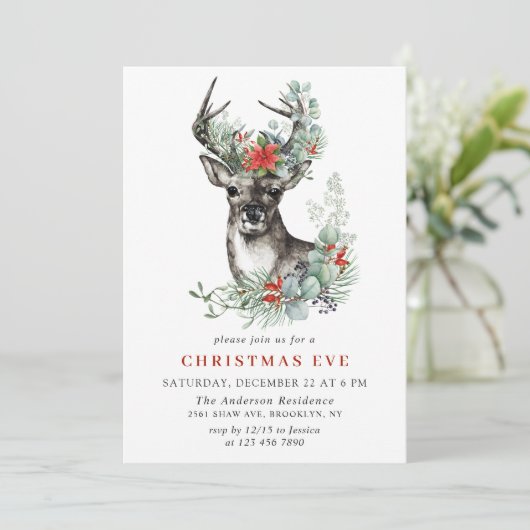 ディアポエレガントインセティアホリデークリスマスイブ 招待状 (スタンド正面)