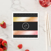 ディアマモノグラムのント水色バラ金ゴールドパターン スタンダードカクテルナプキン (インサイチュ)