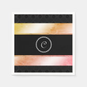 ディアマモノグラムのント水色バラ金ゴールドパターン スタンダードカクテルナプキン (正面)