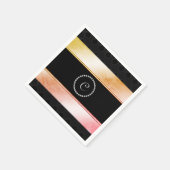 ディアマモノグラムのント水色バラ金ゴールドパターン スタンダードカクテルナプキン (角)