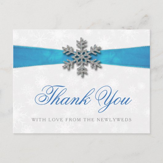 ディアマンテスノーフレーク&ブルーリボンウィンターウェディング ポストカード (正面)