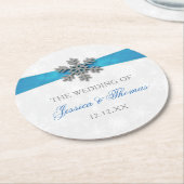 ディアマンテスノーフレーク&ブルーリボンウィンターウェディング ラウンドペーパーコースター (アングル)