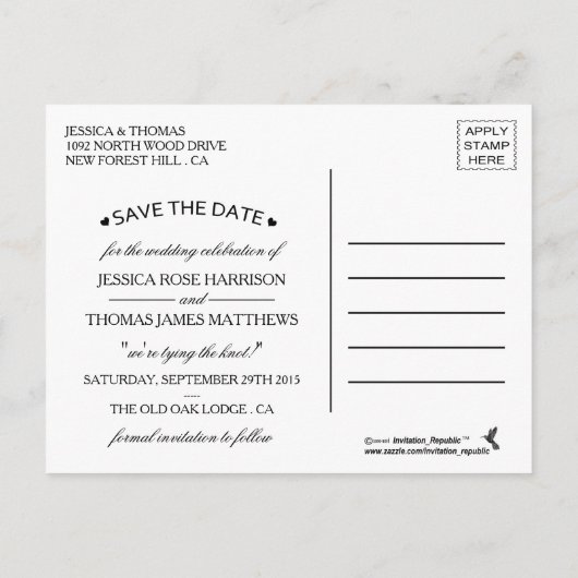 ディアマンテスノーフレーク&ブルーリボンウィンターウェディング 案内ポストカード (裏面)