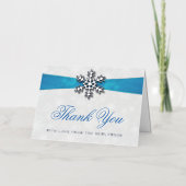 ディアマンテスノーフレーク&ブルーリボンウィンターウェディング 箔グリーティングカード (正面)