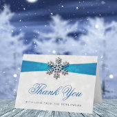 ディアマンテスノーフレーク&ブルーリボンウィンターウェディング 箔グリーティングカード