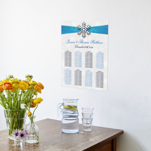 ディアマンテスノーフレーク&ブルーリボンウィンターウェディング 箔ポスター (レイダウン (キッチン))