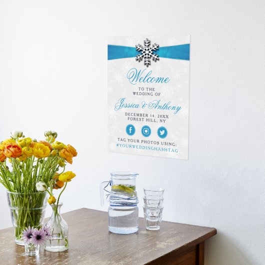 ディアマンテスノーフレーク&ブルーリボンウィンターウェディング 箔ポスター (レイダウン (キッチン))