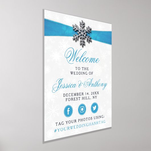 ディアマンテスノーフレーク&ブルーリボンウィンターウェディング 箔ポスター (レイダウン)