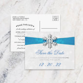 ディアマンテスノーフレーク&ブルーリボンウィンターウェディング 箔招待状ポストカード