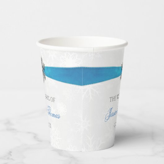 ディアマンテスノーフレーク&ブルーリボンウィンターウェディング 紙コップ (右)