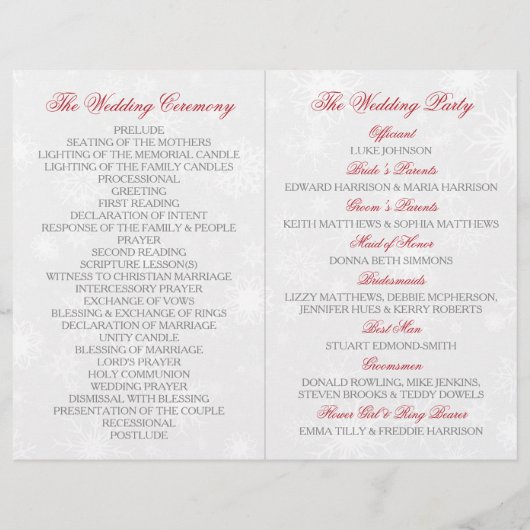 ディアマンテスノーフレーク&レッドリボン冬の結婚式 (裏面)