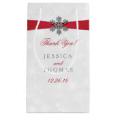 ディアマンテスノーフレーク&レッドリボン冬の結婚式 スモールペーパーバッグ (正面)