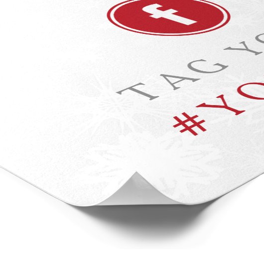 ディアマンテスノーフレーク&レッドリボン冬の結婚式 ポスター (角)