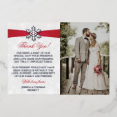 ディアマンテスノーフレーク&レッドリボン冬の結婚式 箔招待状 (正面)