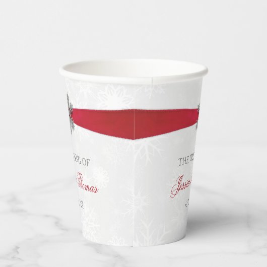 ディアマンテスノーフレーク&レッドリボン冬の結婚式 紙コップ (右)