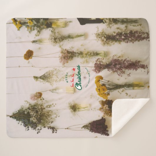 ディアメリークリスマスと新年のシェルパ毛布 シェルパブランケット (正面(横))