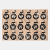 ディアモノグラム動揺してブラウン素朴クラフト ラッピングペーパーシート (正面)