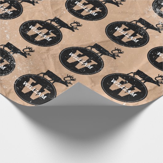 ディアモノグラム動揺してブラウン素朴クラフト ラッピングペーパー (角)