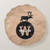 ディアモノグラム動揺してブ素朴ラントクラフト紙 ラウンドクッション (裏面)