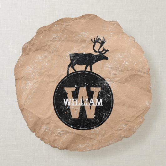 ディアモノグラム動揺してブ素朴ラントクラフト紙 ラウンドクッション (裏面)
