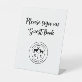 ディアモノグラム素朴カントリーウェディングゲストブック 台座サイン