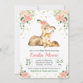 ディアモンミーとベビーフォレストシャワーフローラ桃 招待状 (正面)
