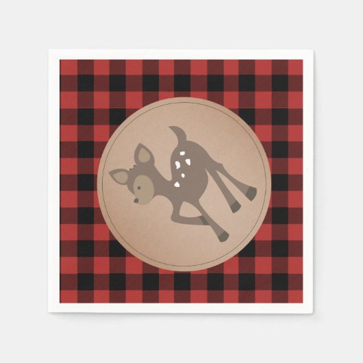 ディアランバージャックプレイドベビーシャワーナプキン スタンダードカクテルナプキン (正面)