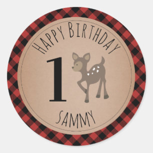 ディアランバージャックプレイド誕生日 ラウンドシール