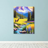 ディアロッキーマウンテン春メドーサンシャインルパン キャンバスプリント (インサイチュ (ウッドフロア))