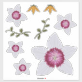 ディアンサスエレガント手描きフローラ植物学 シール (シート)