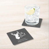 ディアー狩りロッジベビーシャワー〔雄ジカの〕枝角 スクエアペーパーコースター (インサイチュ)