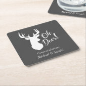 ディアー狩りロッジベビーシャワー〔雄ジカの〕枝角 スクエアペーパーコースター (アングル)
