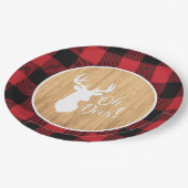 ディアー狩りロッジベビーシャワー〔雄ジカの〕枝角 ペーパープレート (アングル)