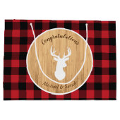 ディアー狩りロッジベビーシャワー〔雄ジカの〕枝角 ラージペーパーバッグ (裏面)