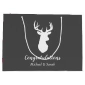 ディアー狩りロッジベビーシャワー〔雄ジカの〕枝角 ラージペーパーバッグ (裏面)