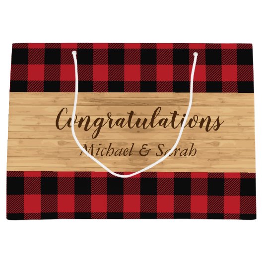 ディアー狩りロッジベビーシャワー〔雄ジカの〕枝角 ラージペーパーバッグ (正面)