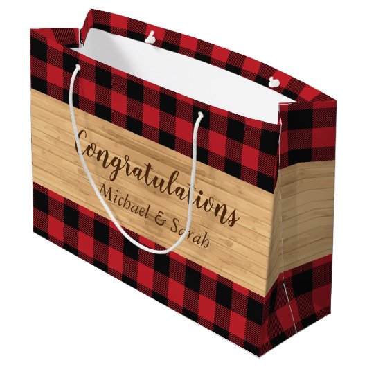 ディアー狩りロッジベビーシャワー〔雄ジカの〕枝角 ラージペーパーバッグ (裏面アングル)