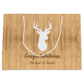 ディアー狩りロッジベビーシャワー〔雄ジカの〕枝角 ラージペーパーバッグ (正面)