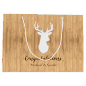 ディアー狩りロッジベビーシャワー〔雄ジカの〕枝角 ラージペーパーバッグ (裏面)