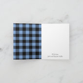 ディア狩りロッジベイビーシャワー〔雄ジカの〕枝角ボーイブルー サンキューカード (内部)